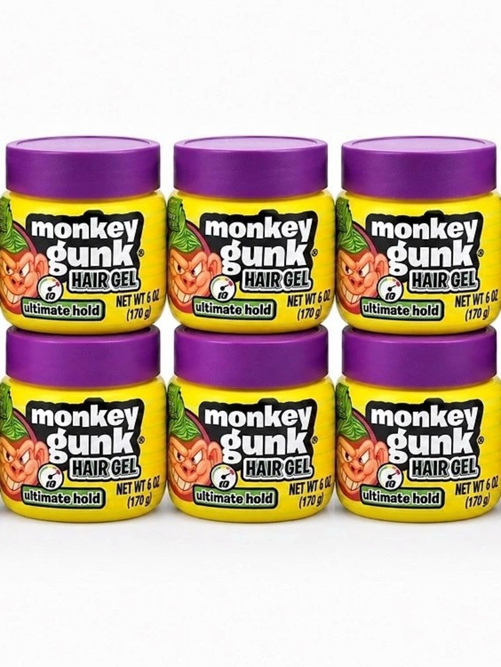 Monkey Gunk Hair Gel Ultimate Hold 6 oz 10-Pack Yellow & Purple